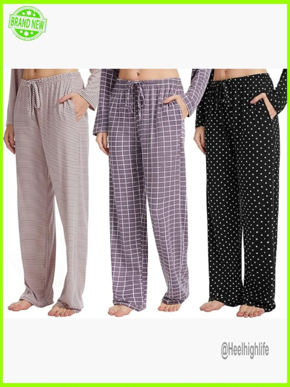 3 Pack Ultra Soft Lounge Pajama Pants with Pockets 4 Way Stretch